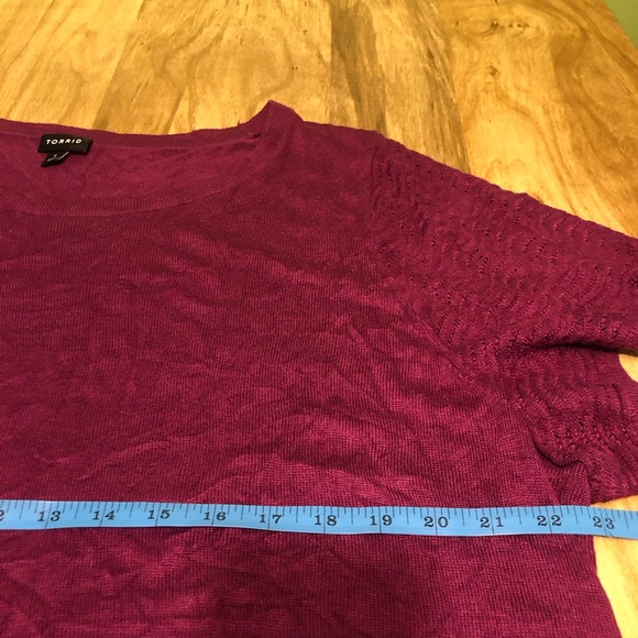 Torrid Burgundy Purple Knit Crew Neck Pullover Short Sleeve Womens Plus Size 4 - Picture 4 of 7